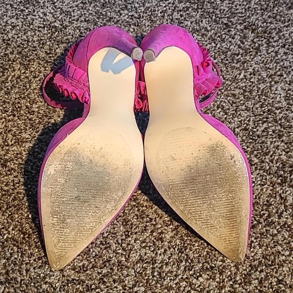 Hot Pink Ruffle High Heels - Picture 4 of 4